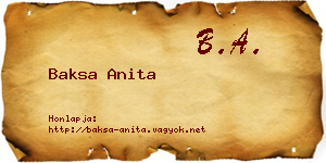 Baksa Anita névjegykártya