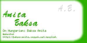 anita baksa business card